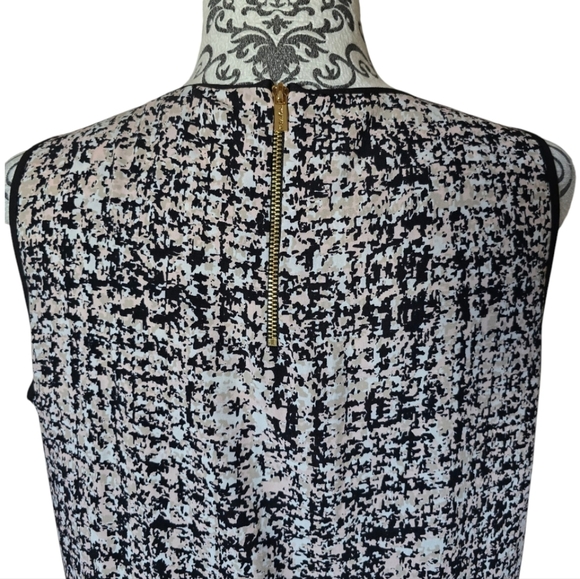 Calvin Klein pink and white sleeveless blouse black trim size large - Picture 4 of 12